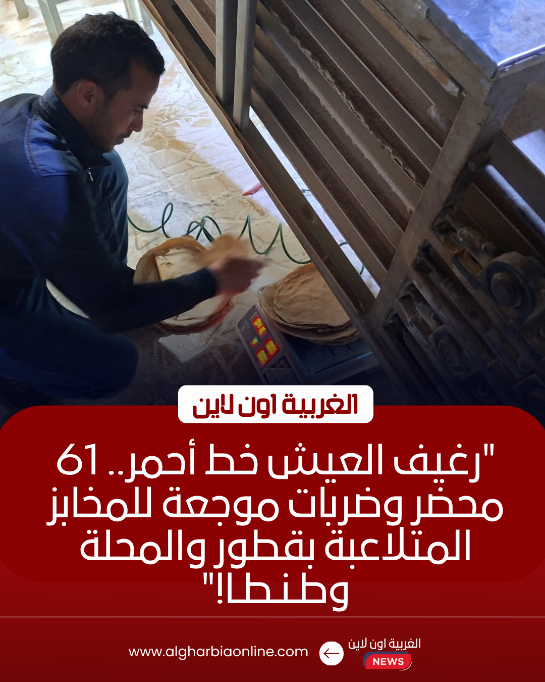 تحرير 61 محضراً لمخابز مخالفة في طنطا والمحلة وقطور