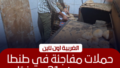 تحرير 21 محضرًا لمخابز مخالِفة في طنطا وبسيون خلال حملات تموينية