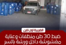 ضبط 30 طن منظفات مغشوشة داخل ورشة غير مرخصة في طنطا